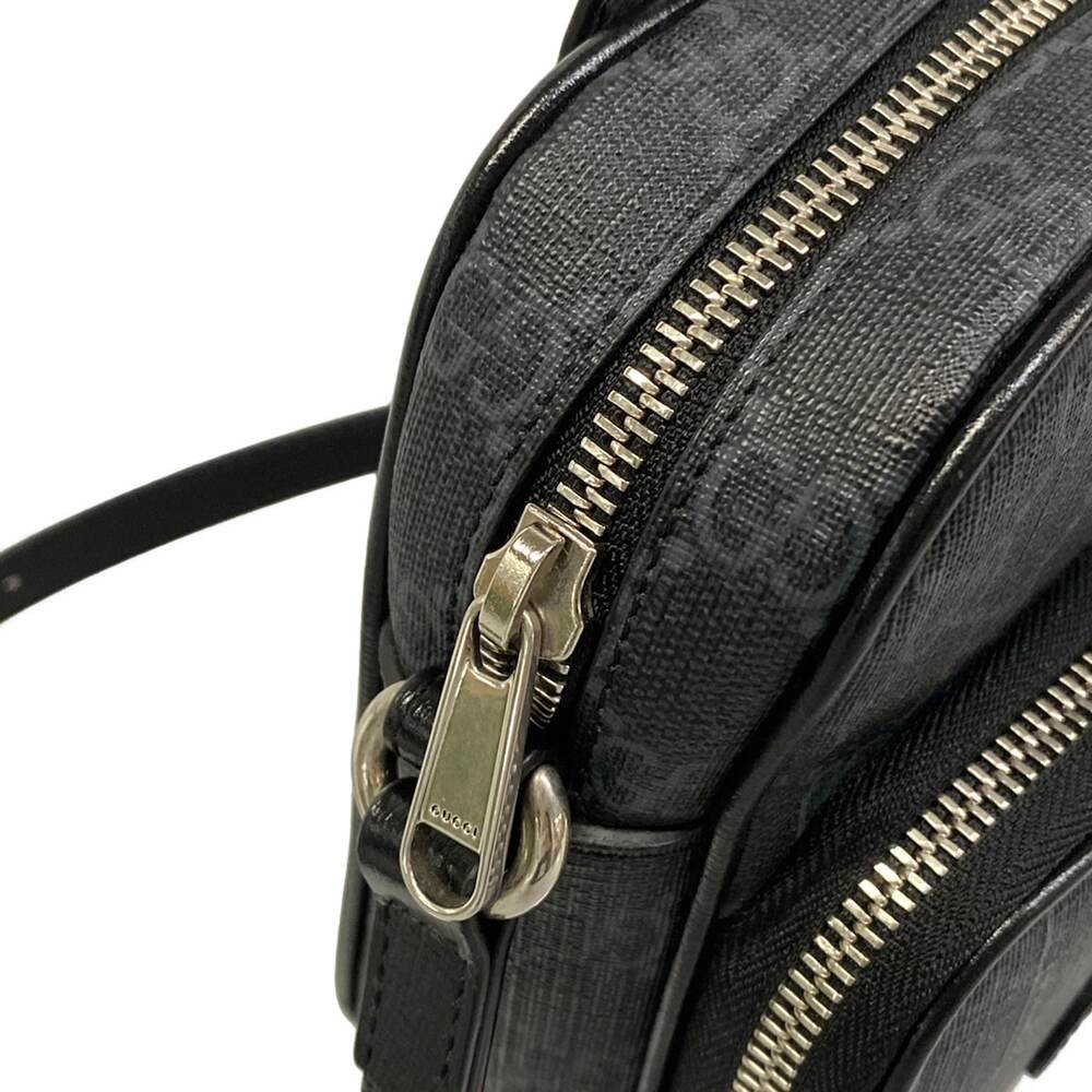 Gucci GG Plus GG Supreme/Interlocking G Shoulder Bag 672952 Black Dark Gray PVC - Picture 12 of 15